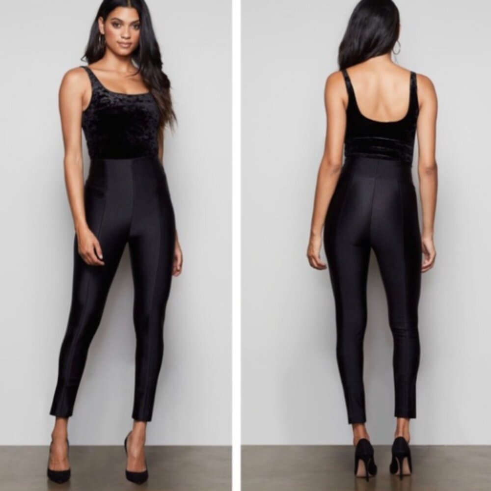 NWT Good American The High Shine Boss Black Disco Pants NEW